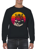 Retro Sunset Tiger Print Art Men's Sweatshirt