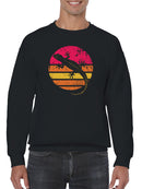 Retro Sunset Gecko Silhouette Men's Sweatshirt