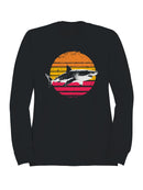 Retro Sunset Shark Design Men's Sweatshirt