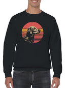 Retro Dog Sunset Illustration Men's Sweatshirt
