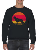 German Shepherd Retro Sunset Men's Sweatshirt