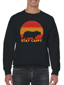 Retro Capybara Sunset Graphic Men's Sweatshirt