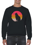 Vintage Sunset Cat Silhouette Men's Sweatshirt