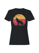 Retro Sunset Howling Wolf Women's T-shirt