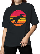 Retro Dinosaur Sunset Silhouette Women's T-shirt