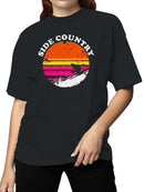 Retro Side Country Skiing Sunset Women's T-shirt