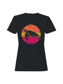 Retro Sunset Sea Turtle Design Women's T-shirt