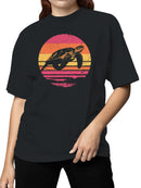 Vintage Sunset Sea Turtle Art Women's T-shirt