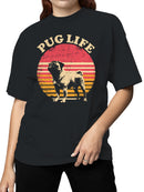 Retro Pug Life Sunset Graphic Women's T-shirt