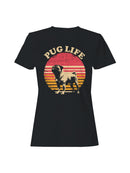 Retro Pug Life Sunset Graphic Women's T-shirt