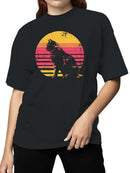 Retro Sunset Cat Silhouette Art Women's T-shirt