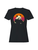 Retro Sunset Panda Design Women's T-shirt
