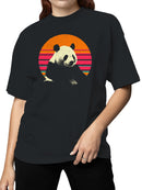 Retro Sunset Panda Design Women's T-shirt