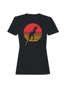 Retro Tropical Parrot Sunset Art Women's T-shirt