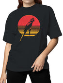 Retro Tropical Parrot Sunset Art Women's T-shirt