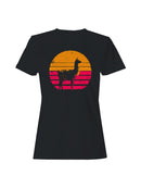 Retro Llama Sunset Silhouette Women's T-shirt
