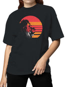 Retro Sunset Lion Silhouette Art Women's T-shirt