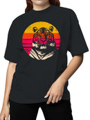 Retro Sunset Tiger Print Art Women's T-shirt