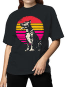 Retro Sunset Dog Art Women's T-shirt