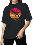 Retro Sunset Gecko Silhouette Women's T-shirt