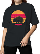 Retro Sunset Hedgehog Silhouette Women's T-shirt