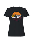 Retro Sunset Shark Design Women's T-shirt