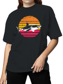 Retro Sunset Shark Design Women's T-shirt