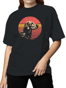 Retro Dog Sunset Illustration Women's T-shirt