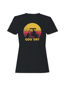 Retro Sunset Golf Cart Silhouette Women's T-shirt
