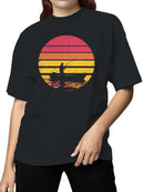 Vintage Sunset Fishing Art Women's T-shirt