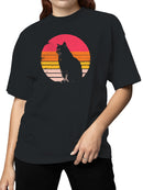 Vintage Sunset Cat Silhouette Women's T-shirt