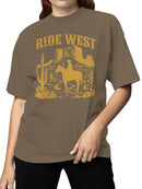 Ride West Cowboy Adventure Scene Women's T-shirt
