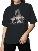 Desert Cowboy Silhouette Scene Women's T-shirt