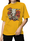 Western Skull with Floral Snake Women's T-shirt
