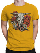 Western Skull with Floral Snake Men's T-shirt