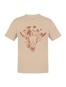 Rustic Floral Bull Skull Art Men's T-shirt
