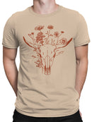 Rustic Floral Bull Skull Art Men's T-shirt