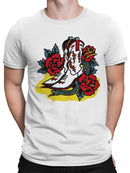 Western Boots with Roses Art Men's T-shirt