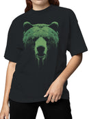 Majestic Green Bear Illustration Women's T-shirt
