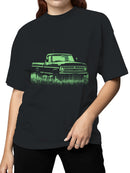 Vintage Truck in Grassland Silhouette Women's T-shirt