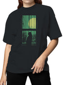 Cat Silhouette with Full Moon Women's T-shirt