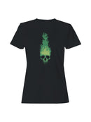Fiery Green Skull Art Women's T-shirt