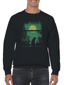 Moonlit Cat on Urban Windowsill Men's Sweatshirt