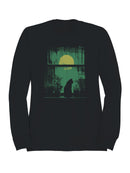 Moonlit Cat on Urban Windowsill Men's Sweatshirt