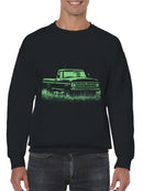 Vintage Truck in Grassland Silhouette Men's Sweatshirt