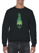 Fiery Green Skull Art Men's Sweatshirt
