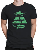 Retro Triangular Shark Graphic Men's T-shirt