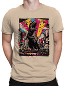 Neon T-Rex Invades the City Pop Art Men's T-shirt