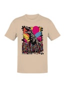 Neon Dinosaur Attack in Tokyo City Men's T-shirt