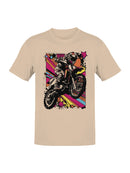 Neon Pop Art Motocross Rider Starburst Men's T-shirt